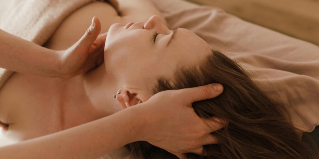 Serene spa experience featuring a relaxing head massage for stress relief and rejuvenation.